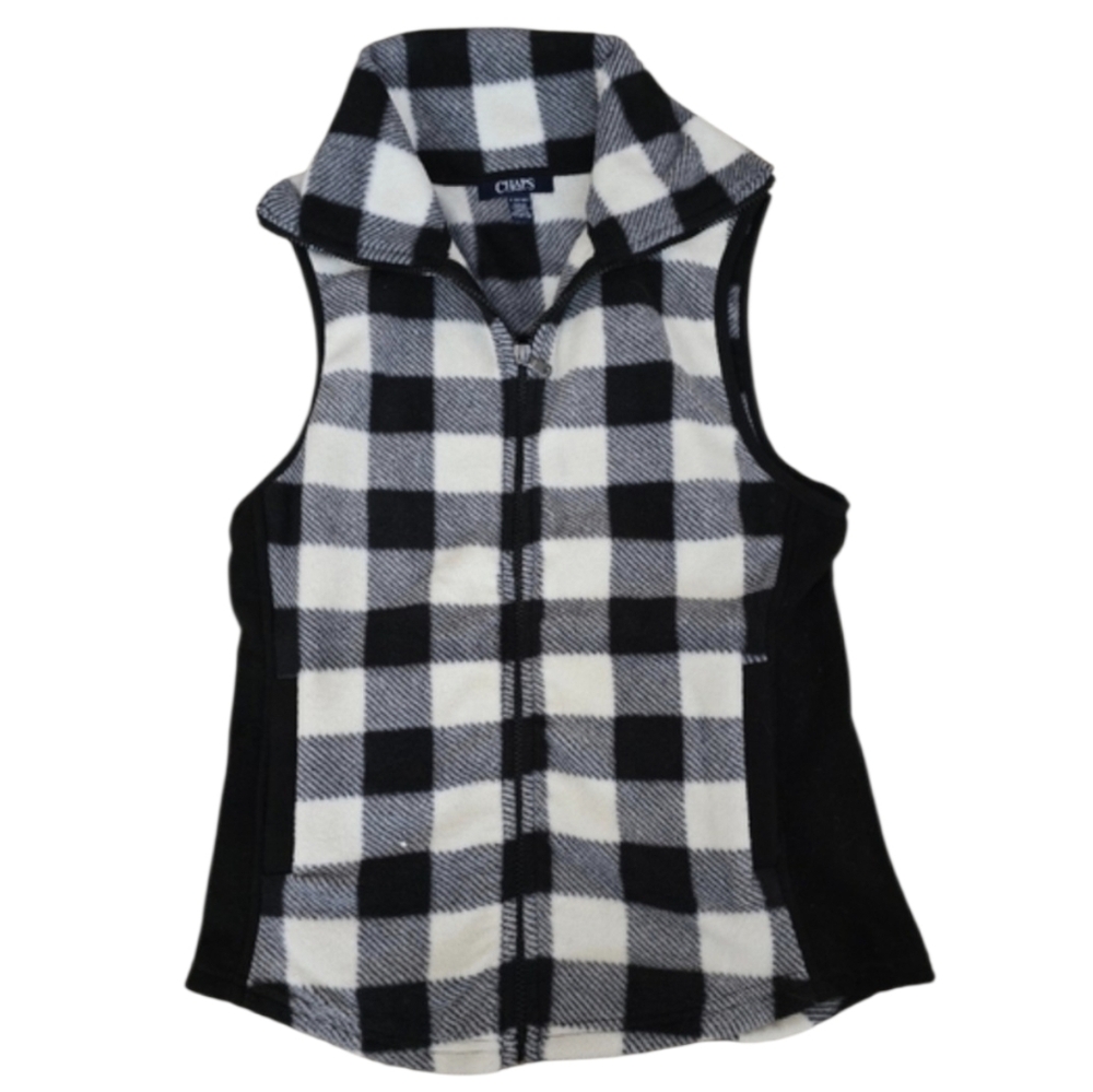 Chaps womens black and white fleece vest. Petite Small